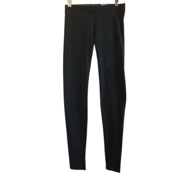LC LAUREN CONRAD Leggings Mid Rise Skinny Jersey Black Polka Dots Small - Picture 2 of 5